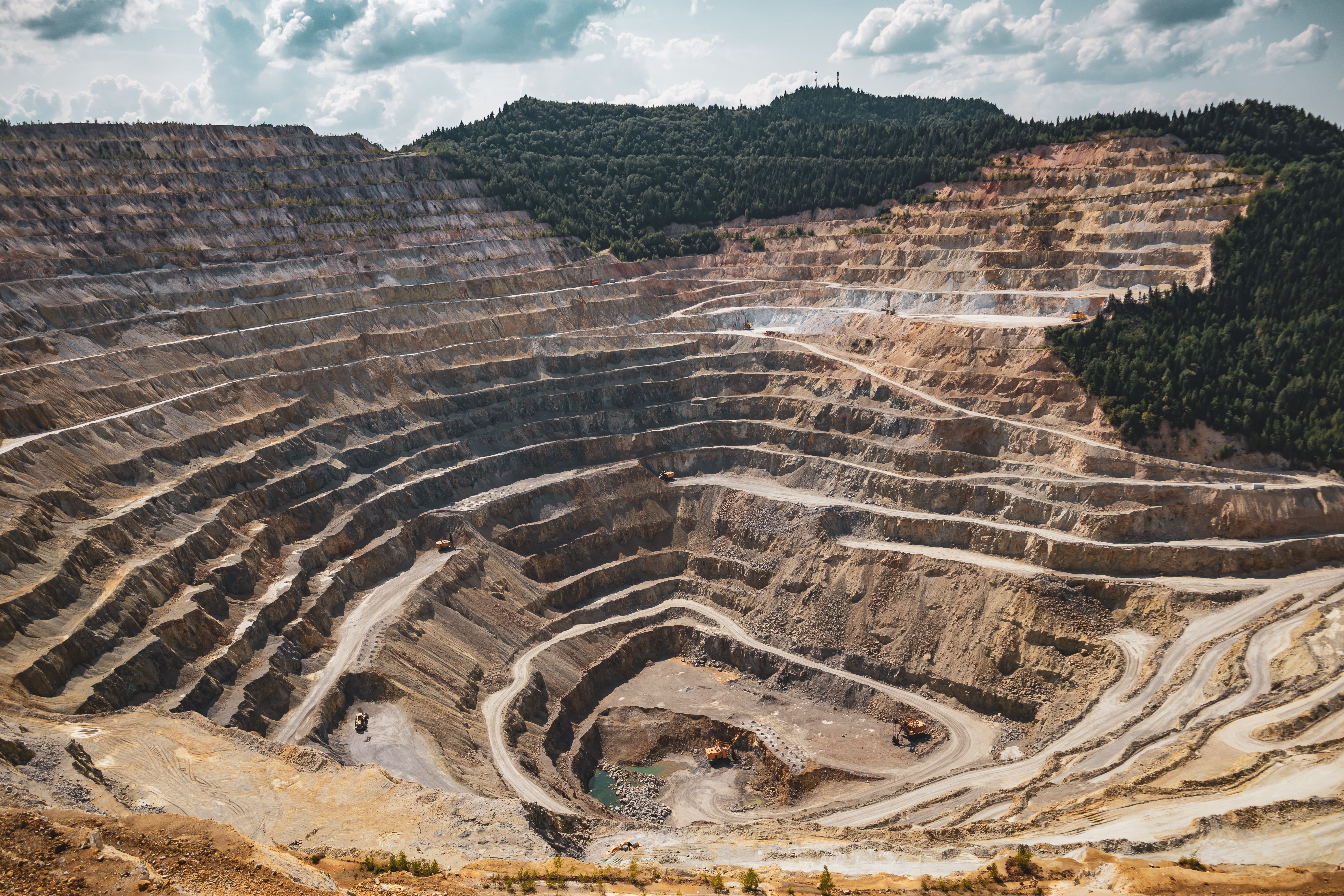 Aerial view of a large open-pit mine in the Democratic Republic of the Congo